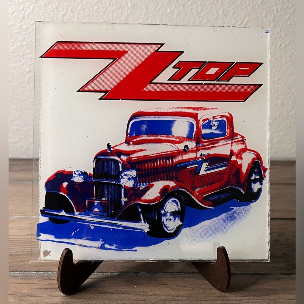Vintage ZZ TOP Carnival Glass Mirror Prize 6"‎ X  6"